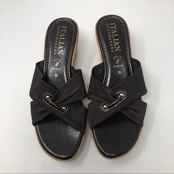 Brown Italian shoemaker wedges size 9 - Picture 1 of 3